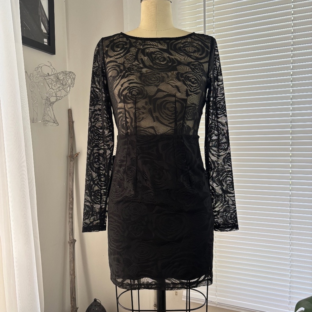 Bebe Black Flower Dress
